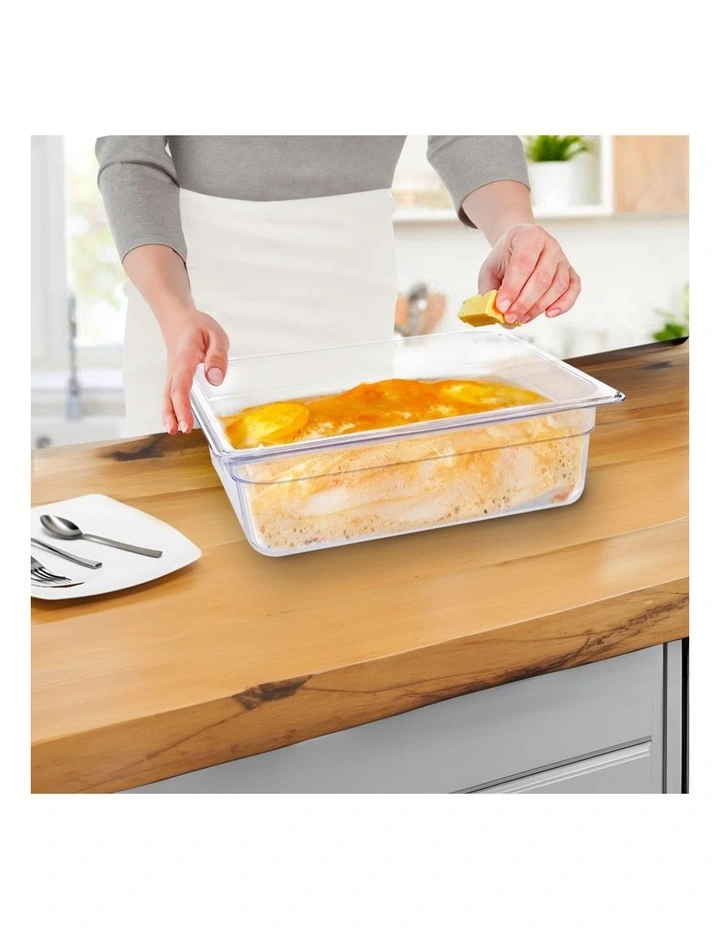 SOGA 100mm Clear Gastronorm GN Pan 1/2 Food Tray Storage Bundle of 2 image 4