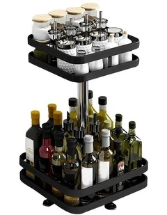 SOGA 2-Tier Square Rotating Spice Rack - Black