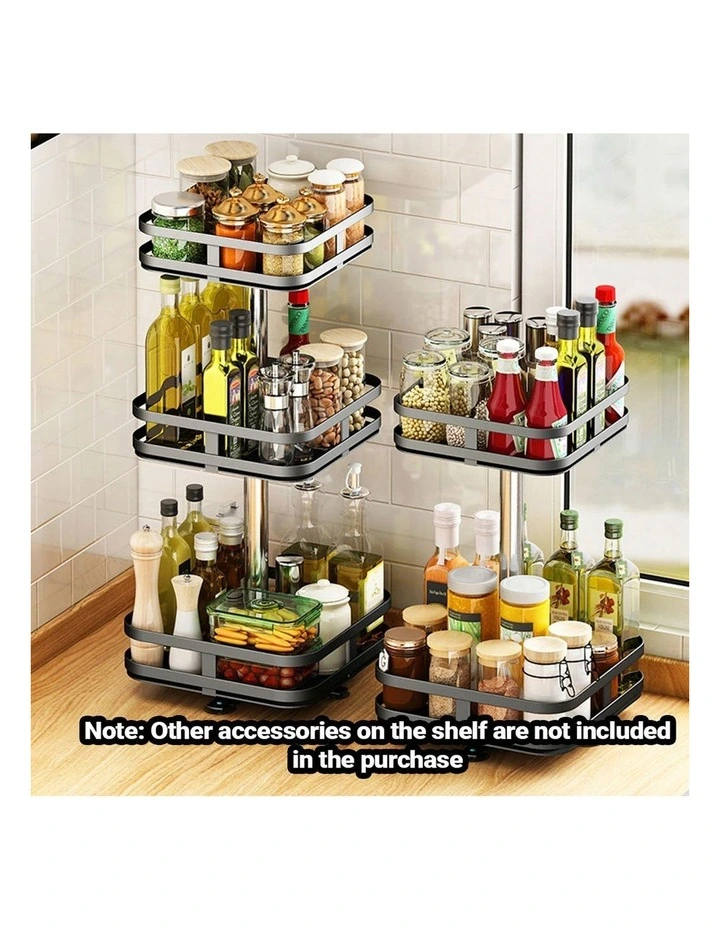 SOGA 2-Tier Square Rotating Spice Rack - Black image 3