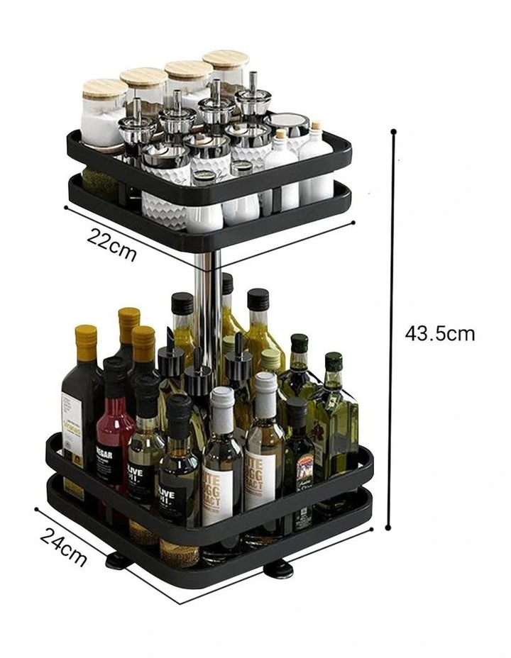 SOGA 2-Tier Square Rotating Spice Rack - Black image 4