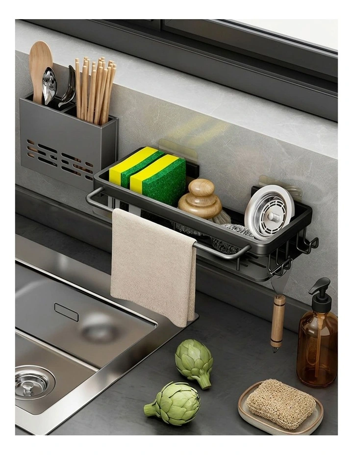 SOGA Sink Caddies 2 Pack 34cm Self-Adhesive Wall Mounted image 4
