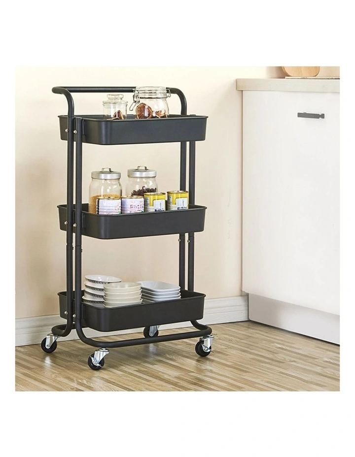 SOGA 2 Pack 3-Tier Utility Carts with Wheels - Black image 3