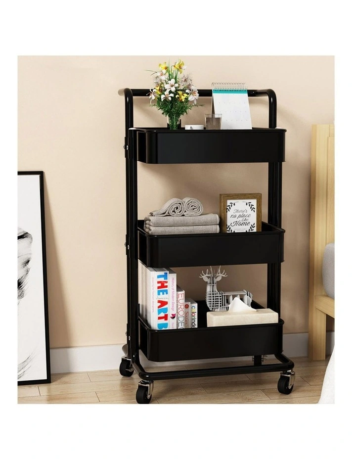 SOGA 2 Pack 3-Tier Utility Carts with Wheels - Black image 4