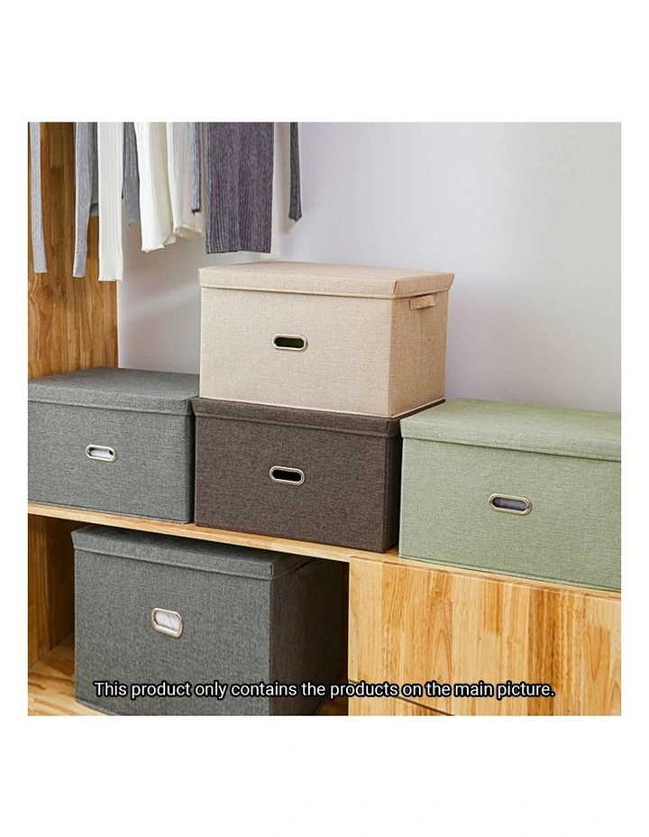 SOGA 2X Beige Large Foldable Canvas Storage Boxes image 5