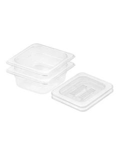 SOGA 65mm Clear Gastronorm GN Pan 1/6 Food Tray Storage Bundle of 2 with Lid