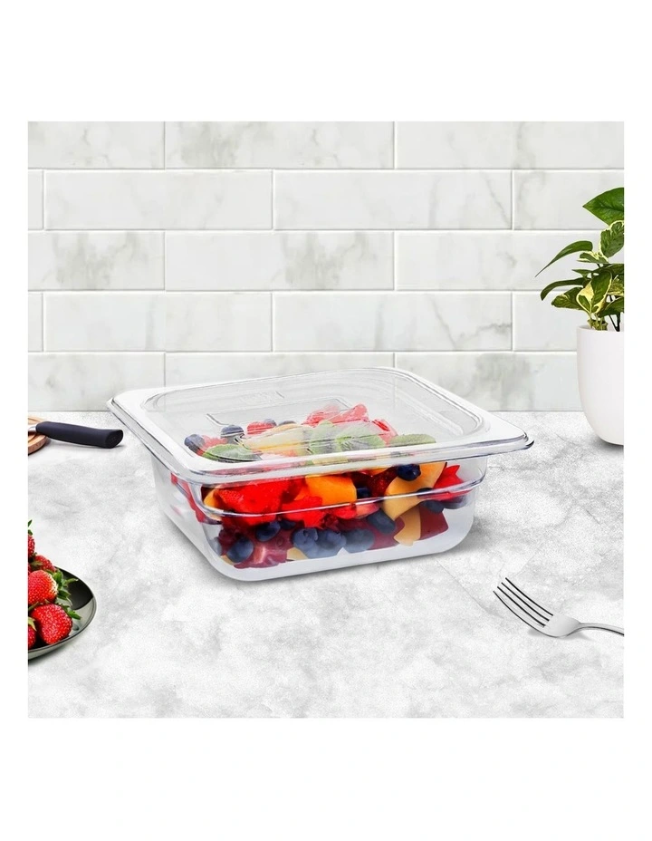 SOGA 65mm Clear Gastronorm GN Pan 1/6 Food Tray Storage Bundle of 2 with Lid image 3