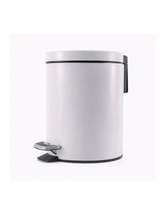 SOGA 12L White Round Stainless Steel Pedal Bin