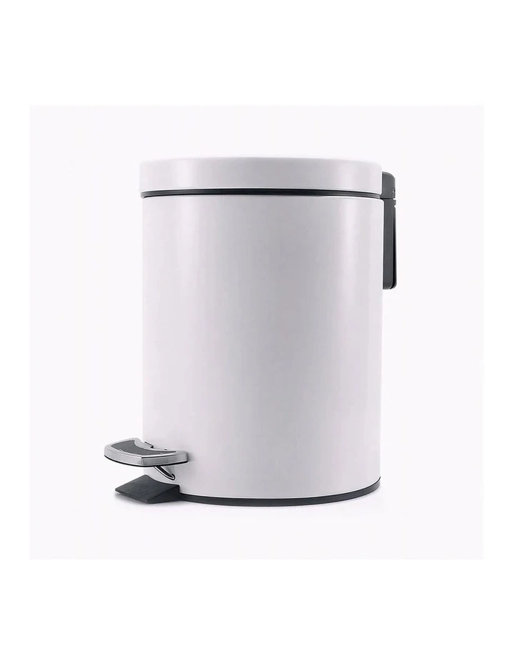 SOGA 12L White Round Stainless Steel Pedal Bin image 1