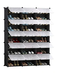 SOGA 10 Tier 3 Column Shoe Rack Storage Organizer with Cover