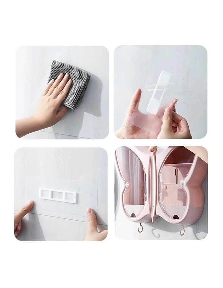 SOGA 2X White Butterfly Wall Makeup Organiser Storage Box image 6