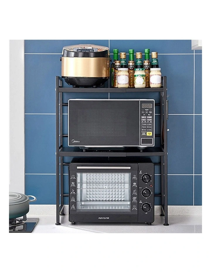 SOGA 3-Tier Retractable Microwave Storage Rack - Black image 6