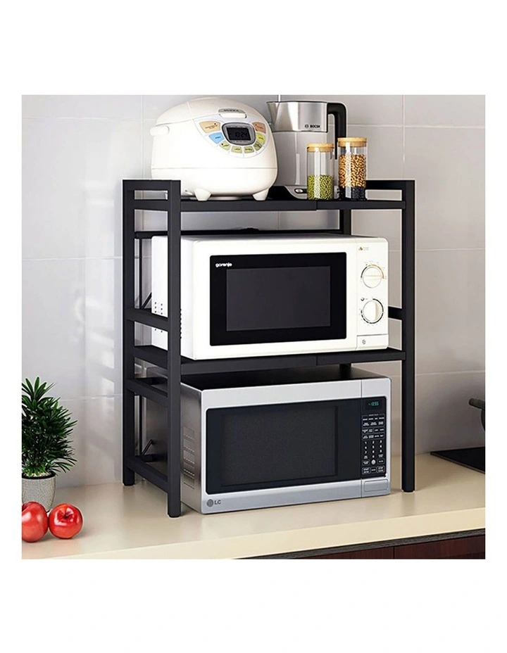 SOGA 3-Tier Retractable Microwave Storage Rack - Black image 7
