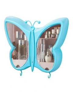SOGA Blue Butterfly Wall Makeup Organiser Storage Box