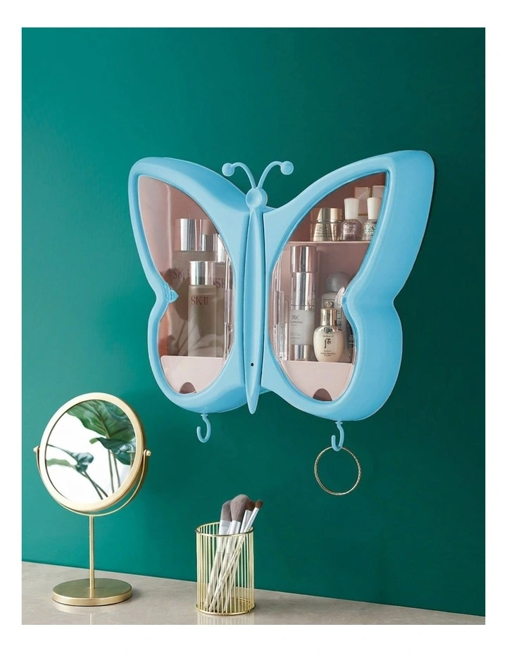 SOGA Blue Butterfly Wall Makeup Organiser Storage Box image 2