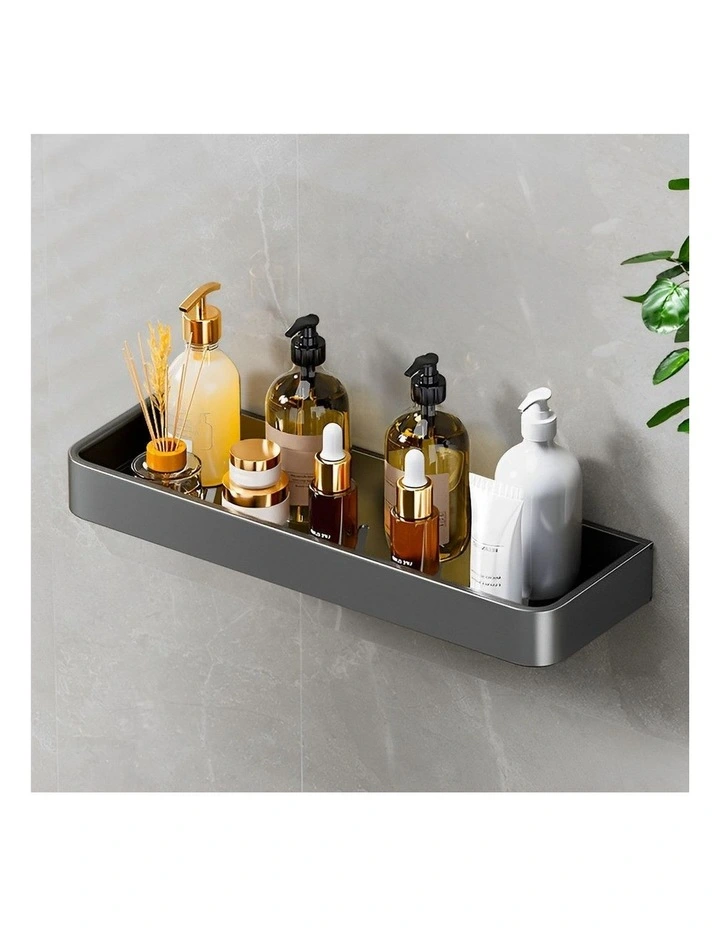 SOGA 2X 42cm Black Wall-Mounted Kitchen Spice Rack Storage Shelf for Condiments image 3