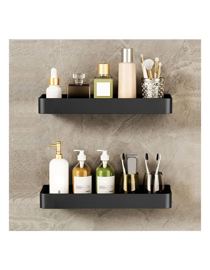 SOGA 2X 42cm Black Wall-Mounted Kitchen Spice Rack Storage Shelf for Condiments image 5