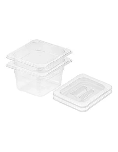 SOGA 100mm Clear Gastronorm GN Pan 1/6 Food Tray Storage Bundle of 2 with Lid