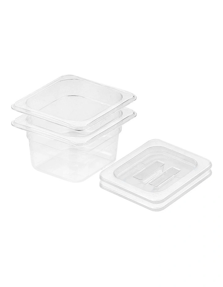 SOGA 100mm Clear Gastronorm GN Pan 1/6 Food Tray Storage Bundle of 2 with Lid image 1