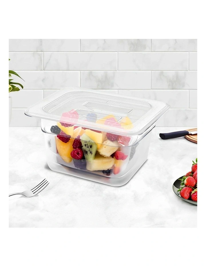 SOGA 100mm Clear Gastronorm GN Pan 1/6 Food Tray Storage Bundle of 2 with Lid image 3