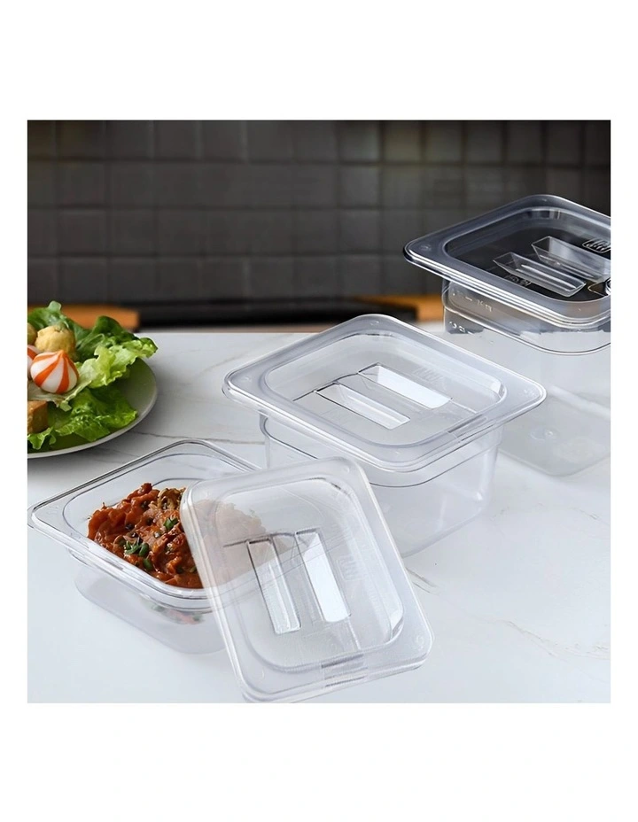 SOGA 100mm Clear Gastronorm GN Pan 1/6 Food Tray Storage Bundle of 2 with Lid image 4