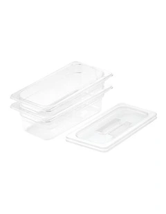 SOGA 100mm Clear Gastronorm GN Pan 1/3 Food Tray Storage Bundle of 2 with Lid