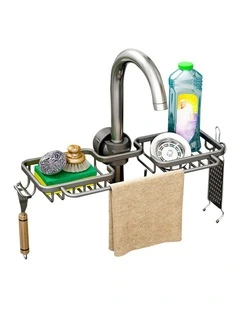 SOGA 40cm Black Wall-Mounted Kitchen Spice Rack Storage Shelf with Hooks for Condiments