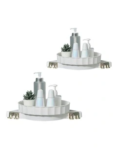 SOGA 2X White Rotating Bathroom Corner Shelf Wall Mounted Storage Rack