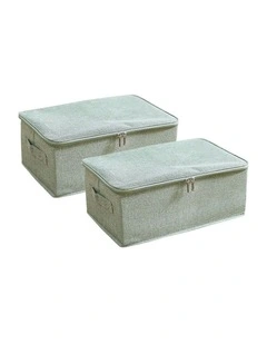 SOGA 2X Green Small Double Zipper Storage Boxes
