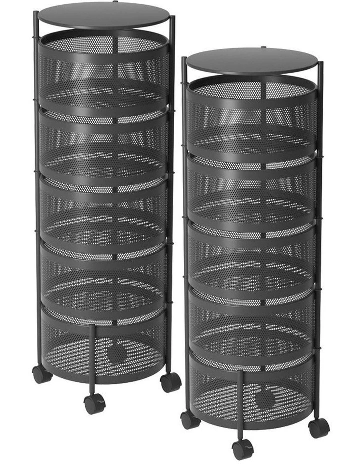 SOGA 2 Pack 5-Tier Round Rotating Storage Racks with Wheels image 1