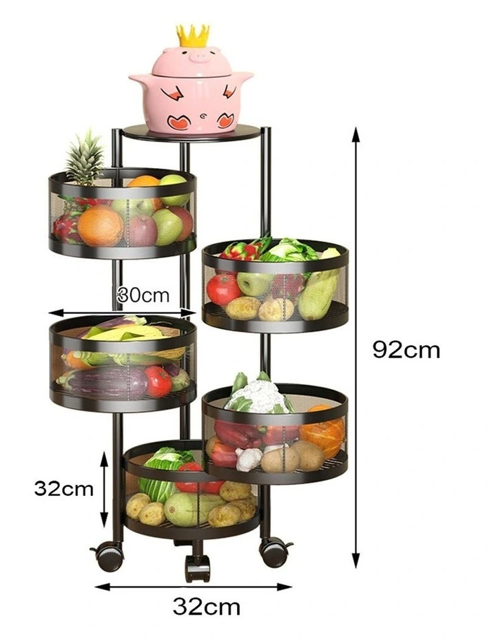 SOGA 2 Pack 5-Tier Round Rotating Storage Racks with Wheels image 2