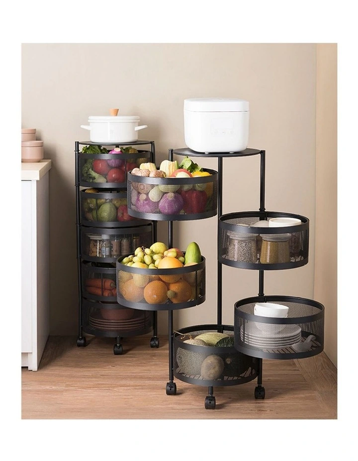 SOGA 2 Pack 5-Tier Round Rotating Storage Racks with Wheels image 3