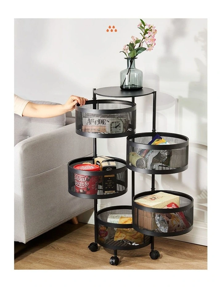 SOGA 2 Pack 5-Tier Round Rotating Storage Racks with Wheels image 4