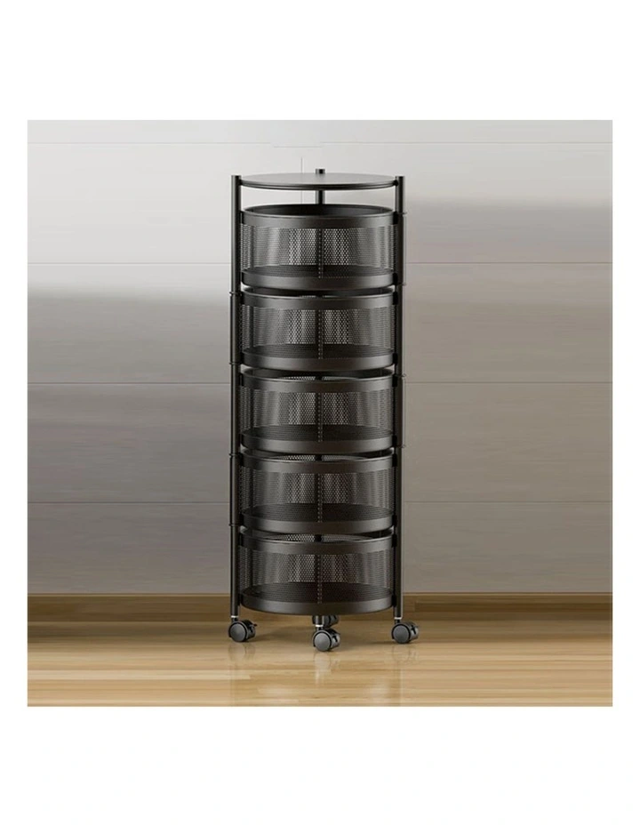 SOGA 2 Pack 5-Tier Round Rotating Storage Racks with Wheels image 5