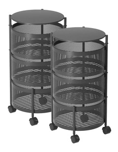 SOGA 2 Pack 3-Tier Round Rotating Storage Racks with Wheels