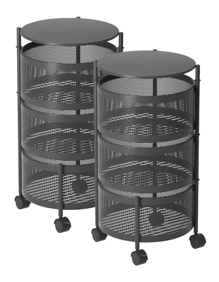 SOGA 2 Pack 3-Tier Round Rotating Storage Racks with Wheels image 1