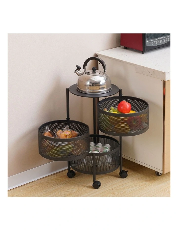 SOGA 2 Pack 3-Tier Round Rotating Storage Racks with Wheels image 3