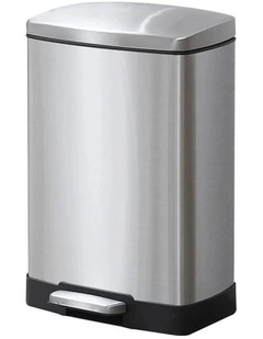SOGA 12L Silver Rectangular Stainless Steel Pedal Bin