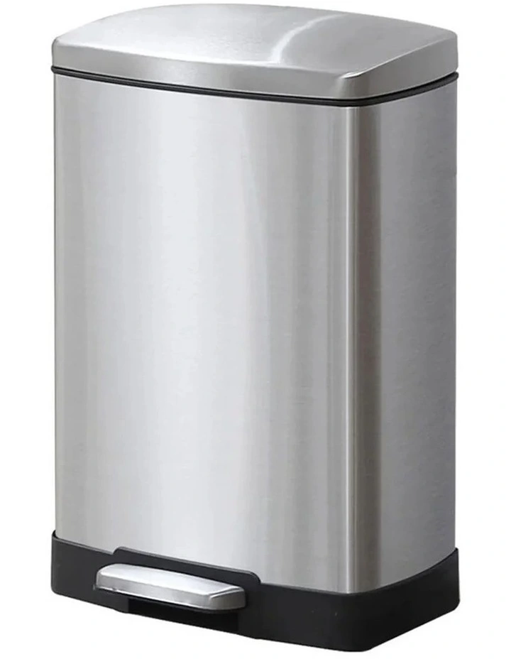 SOGA 12L Silver Rectangular Stainless Steel Pedal Bin image 1