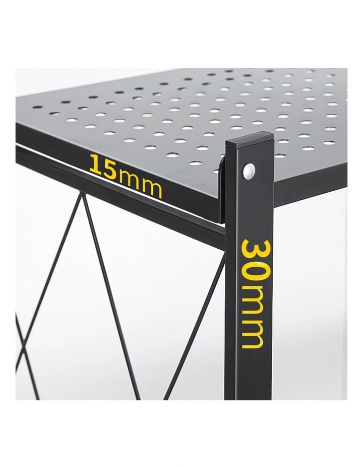 SOGA 5-Tier Foldable Storage Rack with Wheels - Black image 5