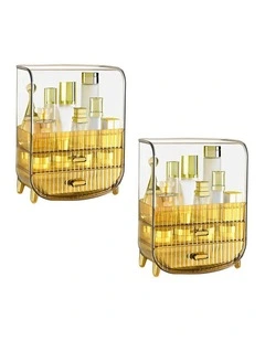 SOGA 2X 3 Tier Gold Cosmetic & Perfume Storage Organiser