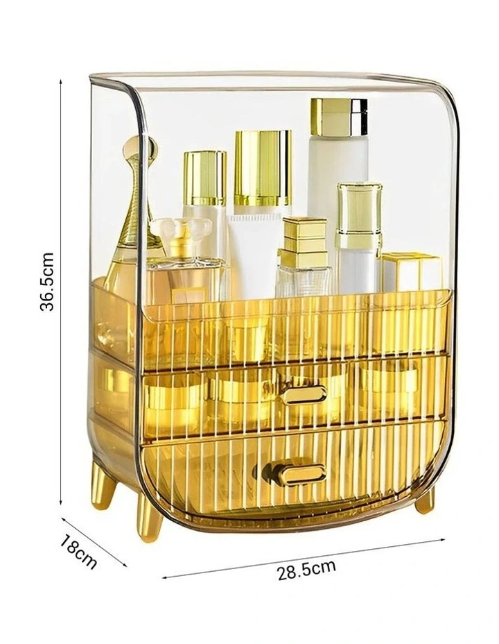 SOGA 2X 3 Tier Gold Cosmetic & Perfume Storage Organiser image 2