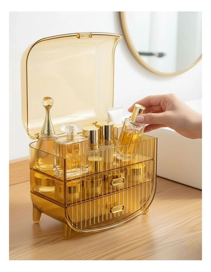 SOGA 2X 3 Tier Gold Cosmetic & Perfume Storage Organiser image 3