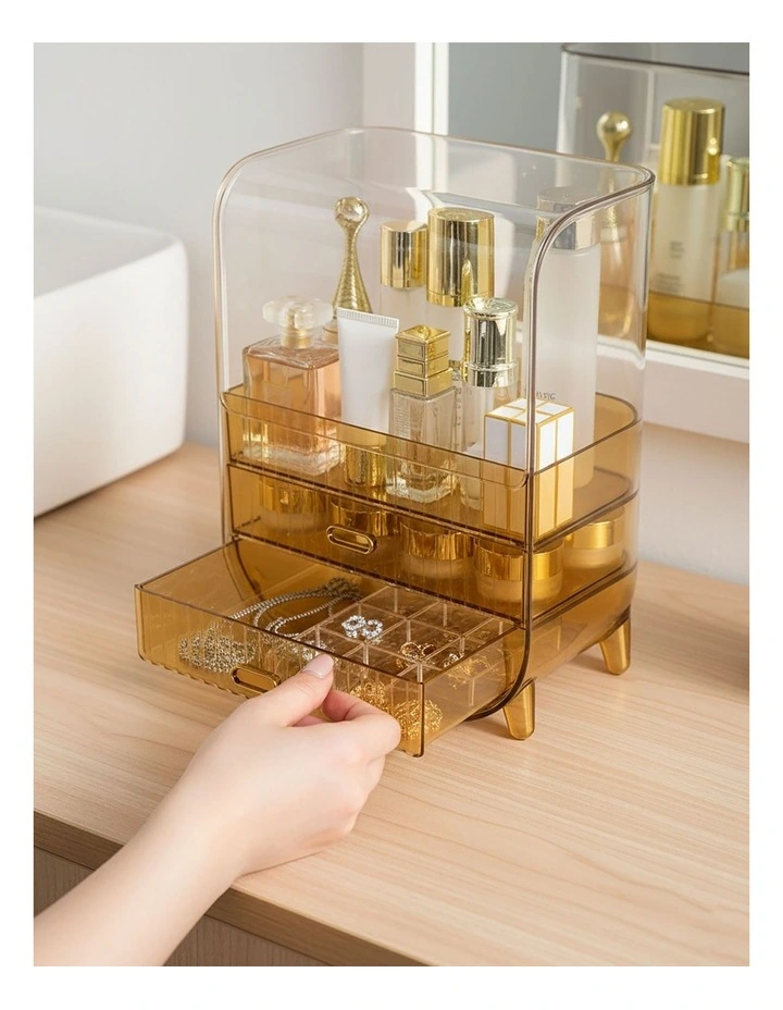 SOGA 2X 3 Tier Gold Cosmetic & Perfume Storage Organiser image 4