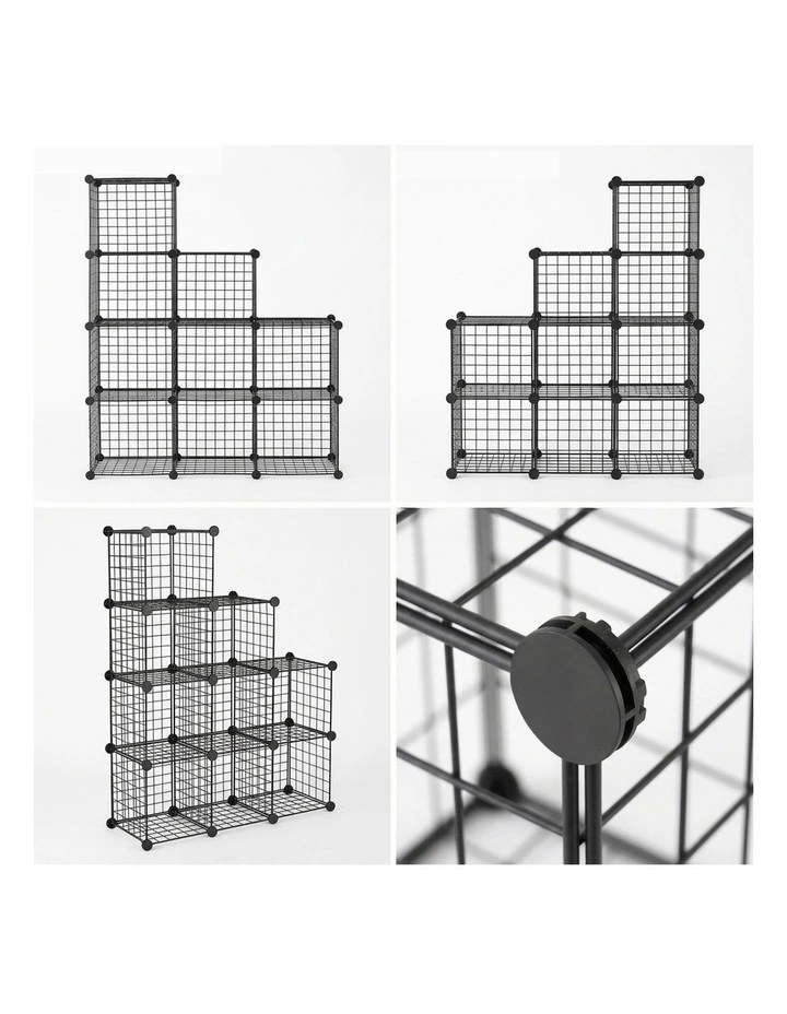 SOGA Black Portable 9-Cube 3 Column Storage Organiser Foldable DIY Modular Grid image 2