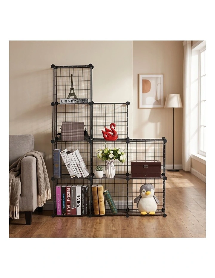SOGA Black Portable 9-Cube 3 Column Storage Organiser Foldable DIY Modular Grid image 3