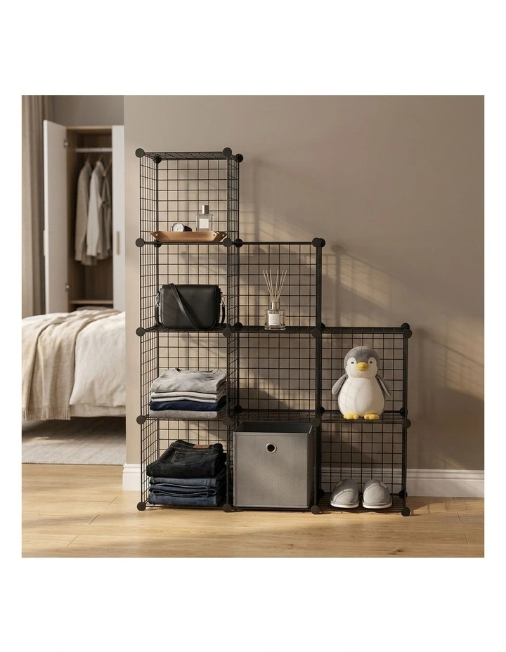 SOGA Black Portable 9-Cube 3 Column Storage Organiser Foldable DIY Modular Grid image 4