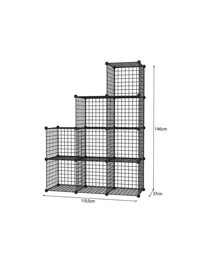 SOGA Black Portable 9-Cube 3 Column Storage Organiser Foldable DIY Modular Grid image 5