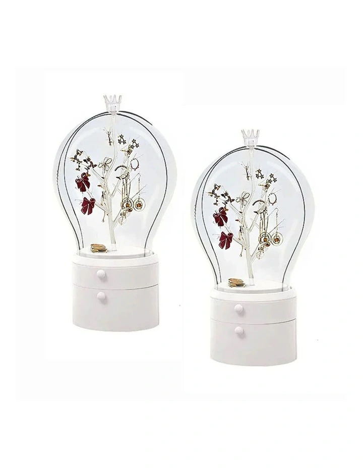 SOGA 2X White 2 Layer Rotating Jewelry Storage Box image 1