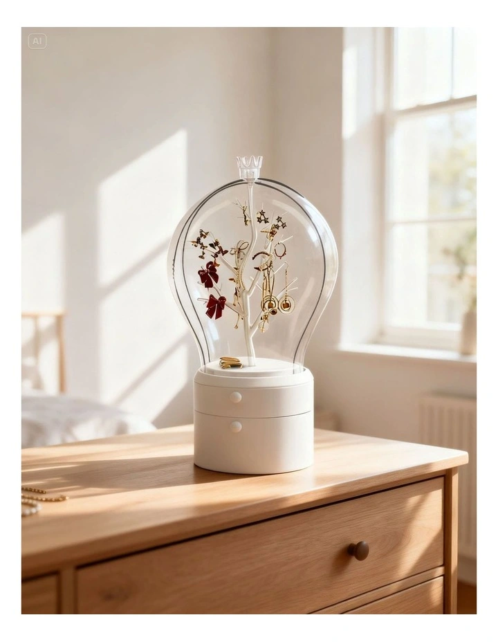 SOGA 2X White 2 Layer Rotating Jewelry Storage Box image 2