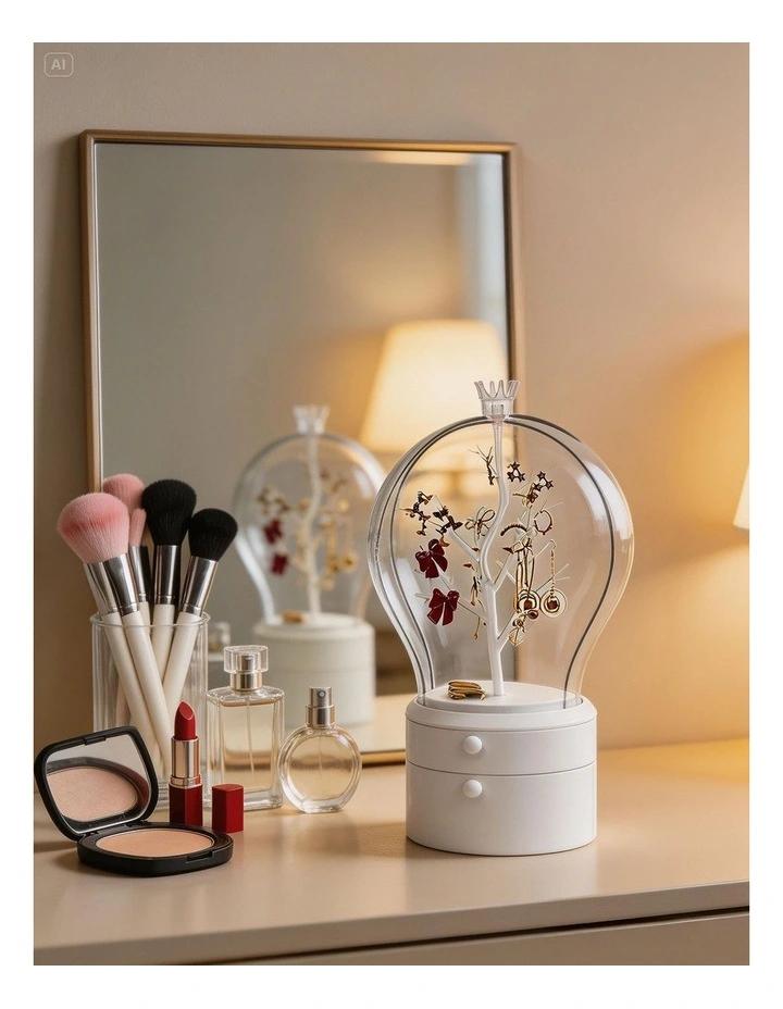SOGA 2X White 2 Layer Rotating Jewelry Storage Box image 3